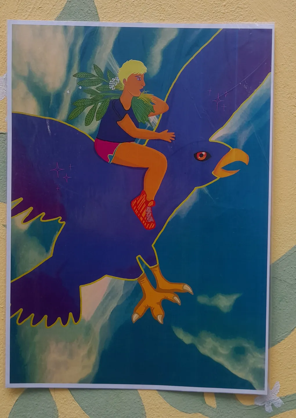 Ilustración mujer con pájaro 