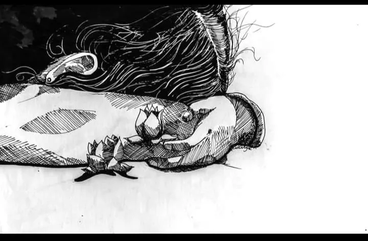 Ilustración niña recostada 