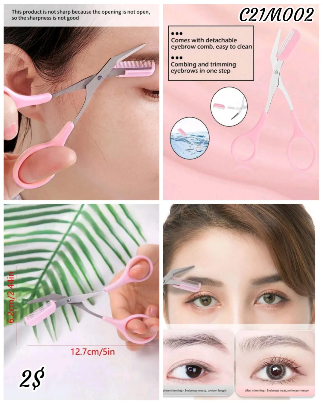 Tijera para cejas de acero inoxidable 