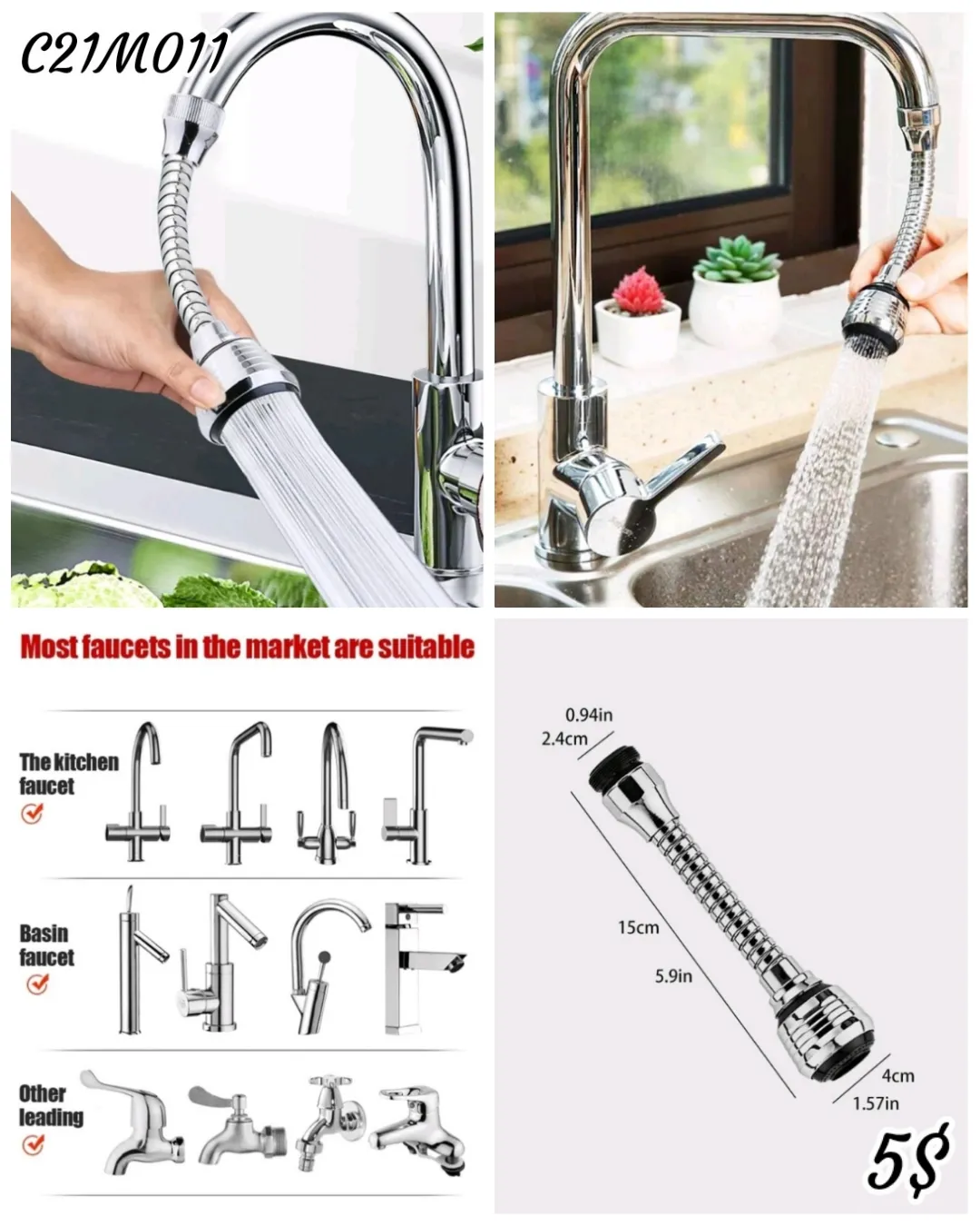 Extensor de grifo de acero inoxidable 