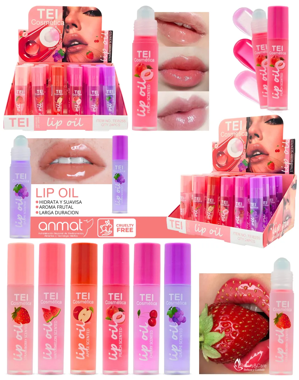 Labial Lip Oil Roll On Sabores Frutales TEI